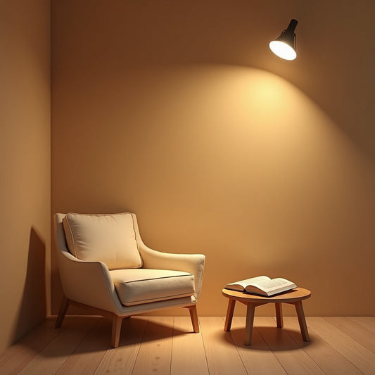 Cozy modern reading corner with open book illuminated by ZYSHEN anti-glare recessed downlight for eye protection